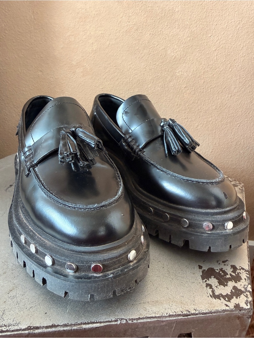 Free people Black Tassel Platform Loafers